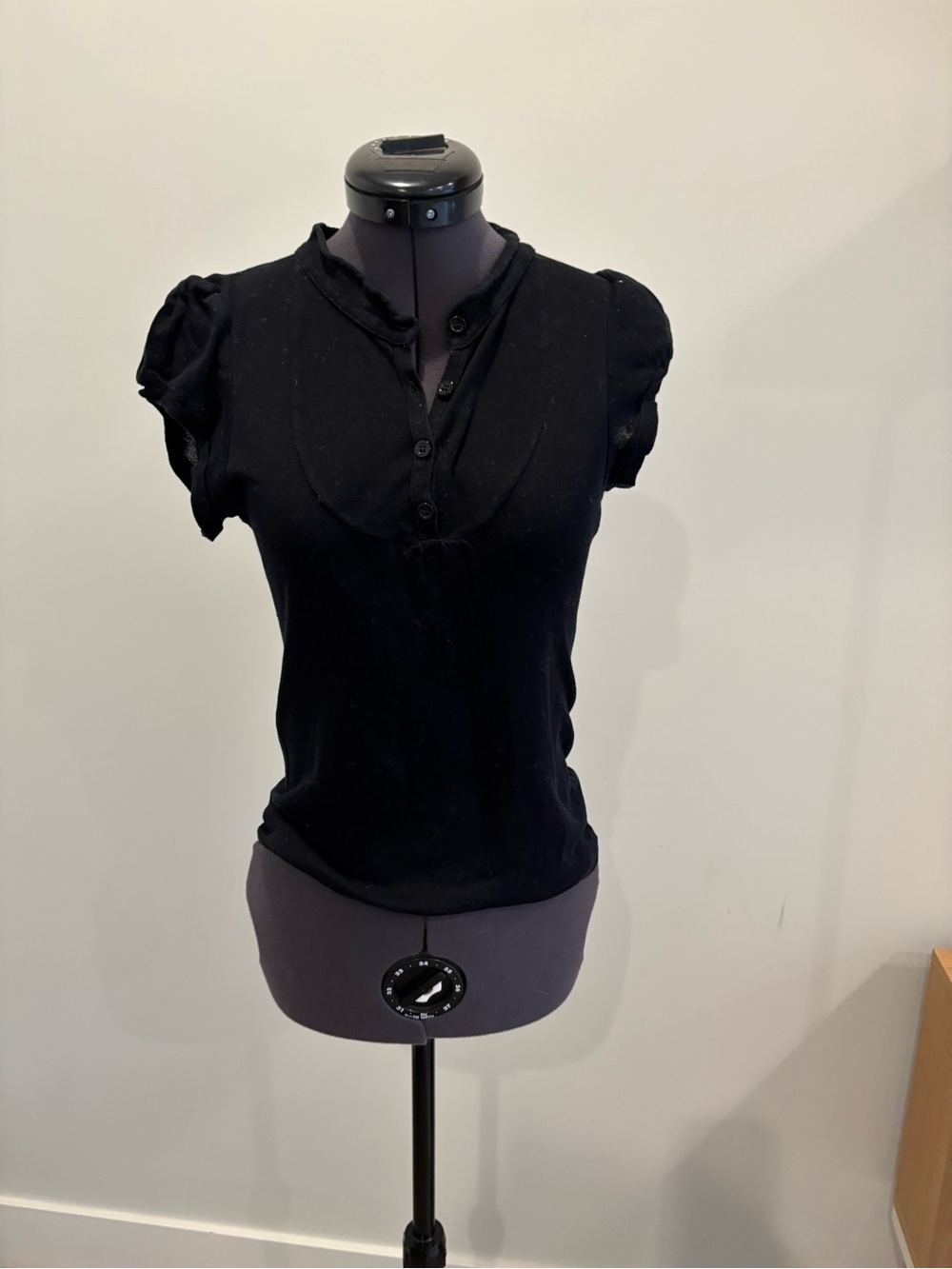 Vanessa Bruno Black Short-Sleeve Henley Tee